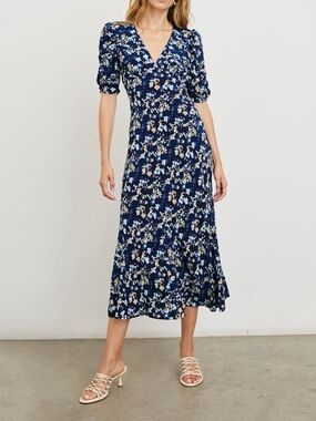 Rails Zariah Navy Floral V-Neck Midi Dress